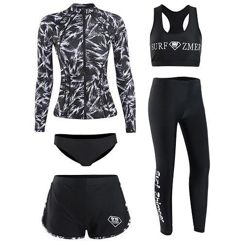 

Women's Rash Guard Rash guard Swimsuit UV Sun Protection UPF50 Breathable Long Sleeve Swimwear Bathing Suit 5-Piece Swimming Diving Surfing Water Sports Autumn / Fall Spring Summer / Quick Dry