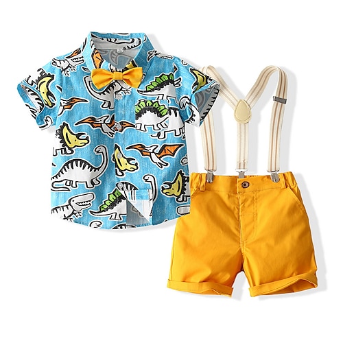 

Kids Boys Shirt & Shorts ShortsSet FormalSet Outfit Cartoon Short Sleeve Print Set School Basic Summer 1-5 Years Blue