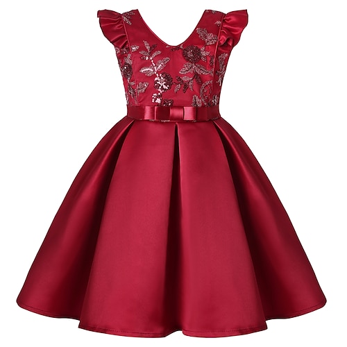 

Kids Little Girls' Dress Sequin Party Special Occasion Graduation Sparkle Red Above Knee Sleeveless Elegant Princess Dresses Fall Winter Slim 3-10 Years