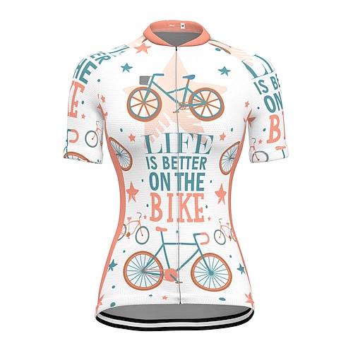 

21Grams Women's Cycling Jersey Short Sleeve Bike Jersey Top with 3 Rear Pockets Mountain Bike MTB Road Bike Cycling Fast Dry Breathable Quick Dry Moisture Wicking White Graphic Floral Botanical