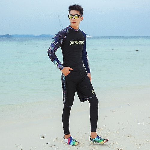 

Men's Rashguard Swimsuit Spandex Swimwear Bathing Suit UV Sun Protection UPF50 Breathable Long Sleeve 3-Piece - Swimming Surfing Water Sports Autumn / Fall Spring Summer / Quick Dry / Quick Dry