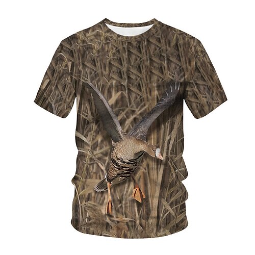 

Men's Hunting T-shirt Tee shirt Camo / Camouflage Short Sleeve Outdoor Spring Summer Breathability Wearable Soft Polyester Digital Desert Army Green Camouflage Dark Green Grey