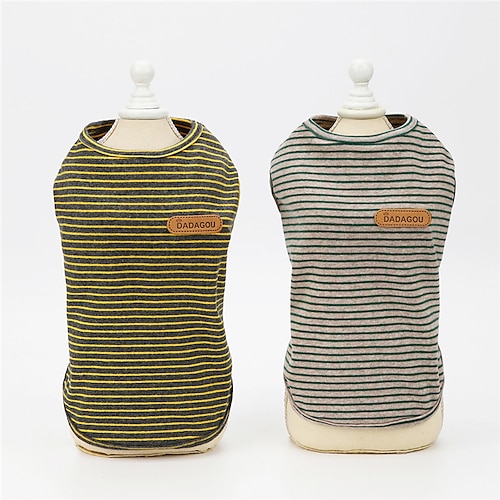 

Dog Cat Vest Stripes Leisure Stripes Dailywear Casual / Daily Dog Clothes Puppy Clothes Dog Outfits Breathable Light Yellow Light Green Costume for Girl and Boy Dog Padded Fabric S M L XL XXL