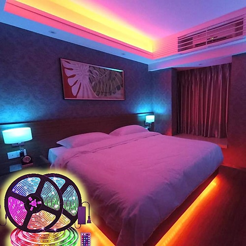 lumini cu bandă led impermeabil 2x5m lumini Rgb tiktok 5050 smd 10mm seturi de lumini 300 leduri cu controler 44key ir 50w 12v 4a sursă de alimentare