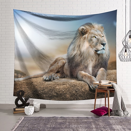 

3D Lion Wall Tapestry Art Decor Blanket Curtain Hanging Home Bedroom Living Room Decoration Polyester Lion