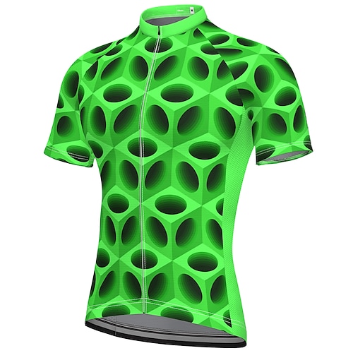 

21Grams Men's Cycling Jersey Short Sleeve Bike Jersey Top with 3 Rear Pockets Mountain Bike MTB Road Bike Cycling Breathable Quick Dry Moisture Wicking Soft Green Graphic 3D Fluorescent Polyester