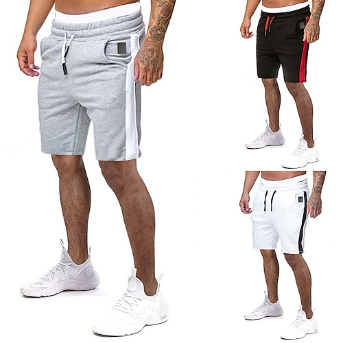 

Men's Classic Style Fashion Active Shorts Pocket Elastic Drawstring Design Knee Length Pants Sports Outdoor Casual Micro-elastic Patchwork Comfort Breathable Mid Waist White Black Gray S M L XL