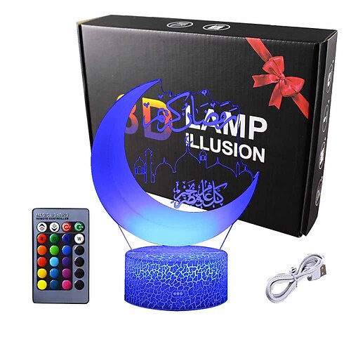 

ramadan eid luci mobestech 3d luce di notte islamico muhammad illusione ottica lampada da tavolo cambiamenti di colore ha condotto la luce di notte per eid ramadan mubarak decor