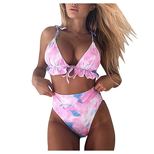 

Women's Swimwear Bikini 2 Piece Normal Swimsuit High Waist Tie Knot Ruffle Florals Chu double hot recommended Pink Bathing Suits New Sexy Sweet / Party / Padded Bras