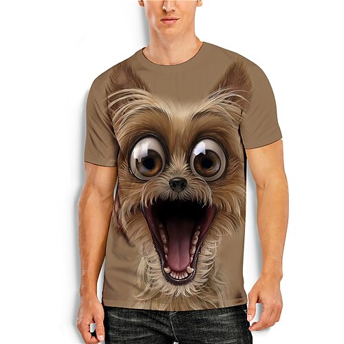 

Men's T shirt Tee Shirt Tee Animal Graphic Prints Round Neck Brown 3D Print Daily Holiday Short Sleeve Print Clothing Apparel Designer Casual Big and Tall / Summer / Summer