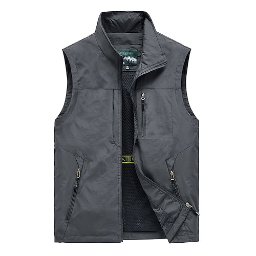 

Men's Fishing Vest Hiking Jacket Hiking Vest Sleeveless Vest / Gilet Jacket Top Outdoor Insulated Multi-Pockets Breathable Quick Dry Summer Zipper Printing Cotton Polyester Black Grey Khaki Hunting