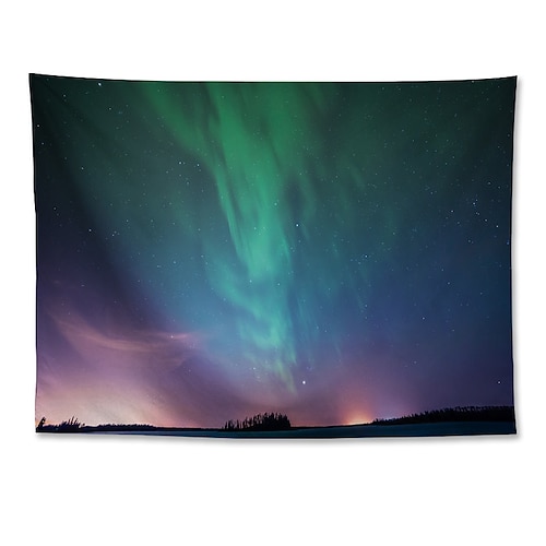 

Natural Scenery Wall Tapestry Art Decor Blanket Curtain Hanging Home Bedroom Living Room Polyester Northern Lights Starry Sky Night View
