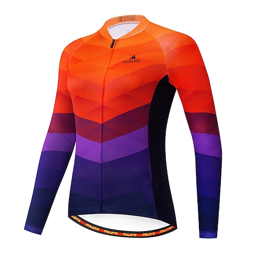 

21Grams Women's Cycling Jersey Long Sleeve Bike Jersey Top with 3 Rear Pockets Mountain Bike MTB Road Bike Cycling Cycling Breathable Ultraviolet Resistant Quick Dry Green Yellow Orange Rainbow