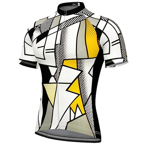 

21Grams Men's Cycling Jersey Short Sleeve Bike Jersey Top with 3 Rear Pockets Mountain Bike MTB Road Bike Cycling Breathable Quick Dry Moisture Wicking Soft White Polyester Spandex Sports Clothing