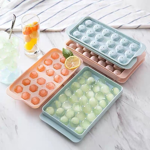 

18 Grids Ice Cube Mold 33 Grids Ice Tray Frozen Refrigerator Ice Box Spherical Ice Tray DIY Homemade Cooling Accessories