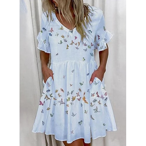 

Women's Shift Dress Midi Dress Red Short Sleeve S M L XL XXL XXXL