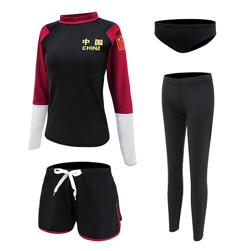 

Women's Rashguard Swimsuit Spandex Swimwear Bathing Suit UV Sun Protection UPF50 Breathable Full Body 4-Piece - Swimming Surfing Water Sports Patchwork Autumn / Fall Spring Summer / Quick Dry