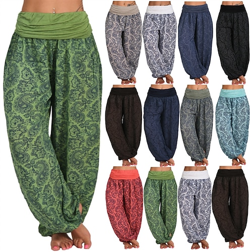 

Women's Yoga Pants Harem Bloomers Bottoms Breathable Quick Dry Moisture Wicking Paisley Apricot White Black Yoga Fitness Gym Workout Winter Plus Size Sports Activewear Micro-elastic Loose / Athletic