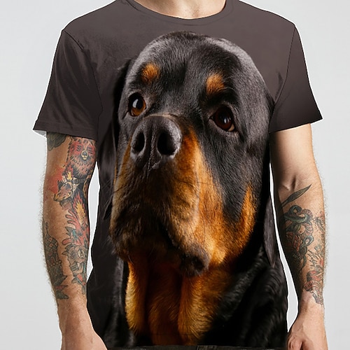 

Men's Unisex T shirt Tee Tee Animal Dog Graphic Prints Round Neck Black 3D Print Plus Size Casual Daily Short Sleeve Print Clothing Apparel Basic Designer Big and Tall / Summer / Regular Fit / Summer