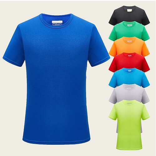 

Women's Men's T shirt Hiking Tee shirt Short Sleeve Tee Tshirt Sweatshirt Top Outdoor Quick Dry Lightweight Breathable Sweat wicking Summer Polyester Solid Color Sapphire fluorescent green Grass Green