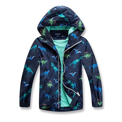 

Kids Boys Outerwear Animal Long Sleeve Coat School Active Navy Blue Fall 3-10 Years