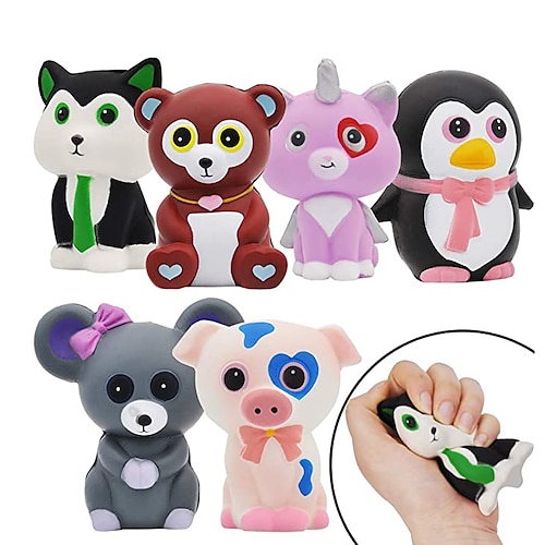 

6 Pack Jumbo Size Squishy Animal Toy Slow Rising Stress Relief Super Soft Squeeze Kawaii Animal Friends Toys