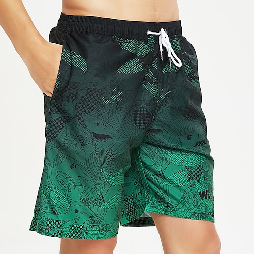

Men's Active Swim Shorts Swim Trunks Board Shorts Elastic Waist Elastic Drawstring Design Graphic Comfort Breathable Short Sports Outdoor Casual Daily Fashion Streetwear Green Micro-elastic