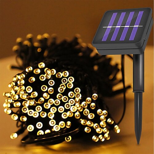 

utendørs solstreng lys 12m 100leds solstreng lys vanntett ledet fairy lys streng utendørs hage bryllup juleferie dekorasjon led sol hage lys