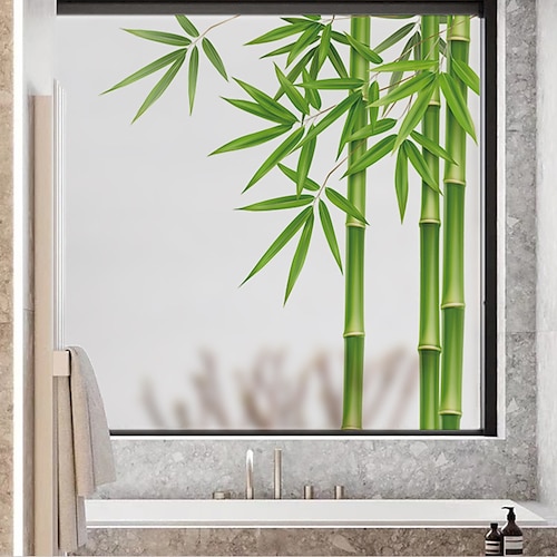 

Green Bamboo Pattern Matte Window Film Cling Vinyl Thermal-Insulation Privacy Protection Home Decor For Window Cabinet Door Sticker Window Sticker - 60X58CM