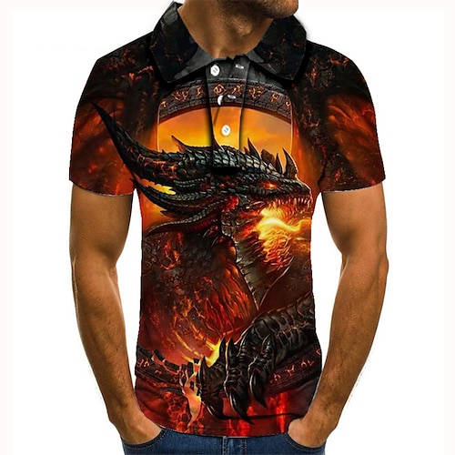 

Hombre POLO Camiseta de golf Camiseta de tenis Dragón Estampados Cuello Verde Trébol Azul Piscina Amarillo Rojo Impresión 3D Calle Casual Manga Corta Abotonar Ropa Moda Fresco Casual