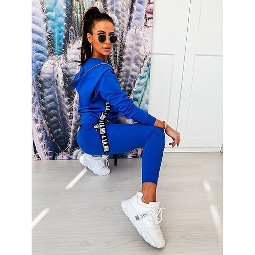 

Women's Sweatsuit 2 Piece Set Pure Color Zipper Slash Neck Letter & Number Sport Athleisure Clothing Suit Long Sleeve Breathable Soft Comfortable Everyday Use Casual Athleisure Daily Activewear