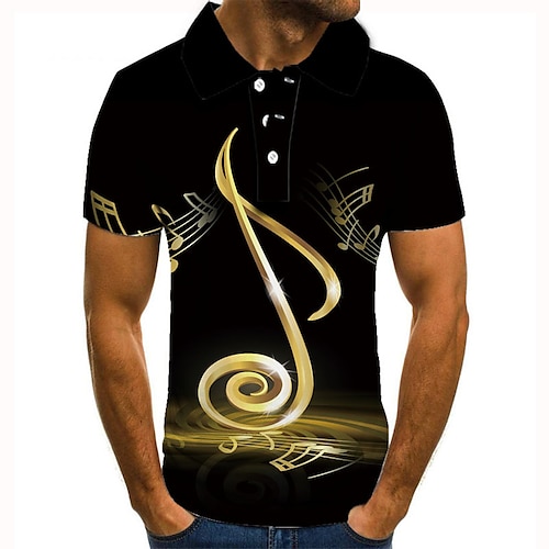 

Men's Collar Polo Shirt Golf Shirt Tennis Shirt Symbol Graphic Prints Collar Black 3D Print Street Casual Short Sleeve Button-Down Clothing Apparel Fashion Cool Casual / Sports