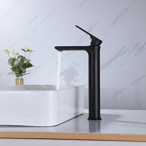 

Bathroom Sink Tall Faucet Heavy Duty Style Single Handle One Hole Bath Vessel Sink Faucet Deck Mount Basin Hot and Cold Mixer Tap Lavatory Vanity Sink Faucets Brass Matte Black