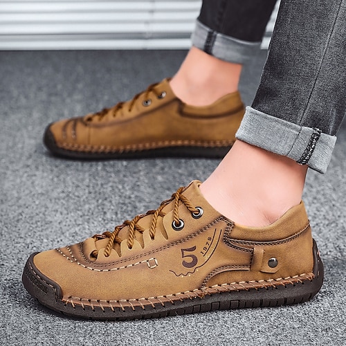 

Men's Sneakers Crochet Leather Shoes Printed Oxfords Comfort Loafers Sporty Casual British Outdoor Athletic Walking Shoes Trail Running Shoes Nappa Leather Cowhide Warm Handmade Non-slipping Booties