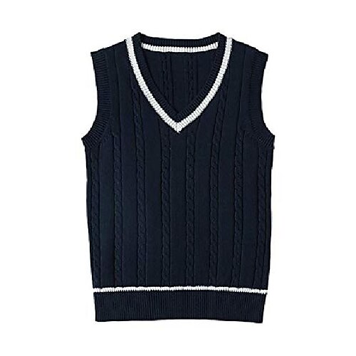 

Women's Sweater Vest Jumper Cable Knit Cropped Knitted Solid Color V Neck Basic Casual School Daily Winter Fall Navy Red S M L / Sleeveless / Sleeveless / Holiday / Regular Fit