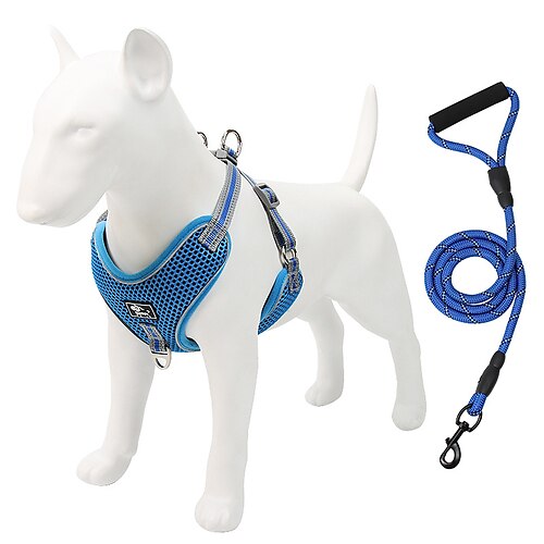 

Dog Cat Harness Training Leash Harness Leash Set Breathable Adjustable Flexible Escape Proof Outdoor Walking Solid Colored Nylon Small Dog Medium Dog Large Dog Black Red Blue