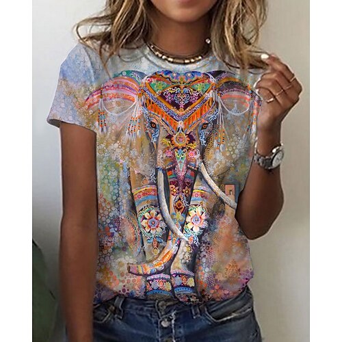 

Per donna maglietta Arancione Pop art Stampa Manica corta Giornaliero Fine settimana Essenziale Rotonda Standard Pittura S