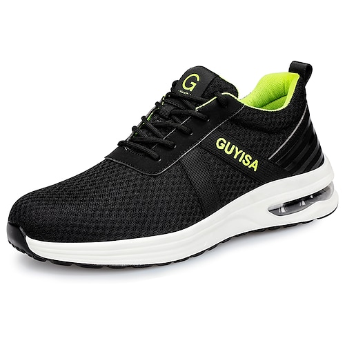 

Unisex Trainers Athletic Shoes Sneakers Safety Shoes Sporty Classic Chinoiserie Office & Career Safety Shoes Tissage Volant Breathable Non-slipping Shock Absorbing Booties / Ankle Boots Black / Green