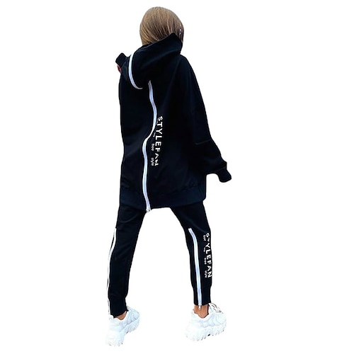 

Women's Tracksuit Sweatsuit Patchwork 2 Piece Casual Winter Long Sleeve Thermal Warm Windproof Breathable Fitness Running Walking Sportswear Activewear White / Black White Black / Hoodie / Athleisure