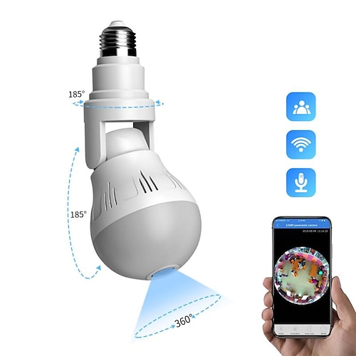 

DIDSeth 360 Panoramic LED Light 1080P Wireless Panoramic Home Security WiFi CCTV Fisheye Bulb Lamp IP Camera Two Ways Audio Cam