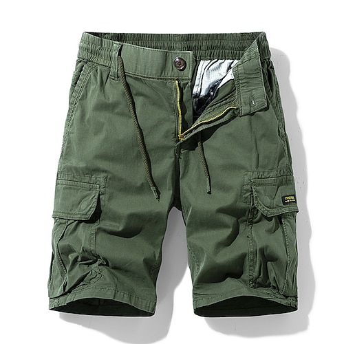 

Men's Cargo Shorts Shorts Hiking Shorts Multi Pocket Straight Leg Solid Colored Comfort Wearable Knee Length Outdoor Daily Sports Stylish Black Army Green