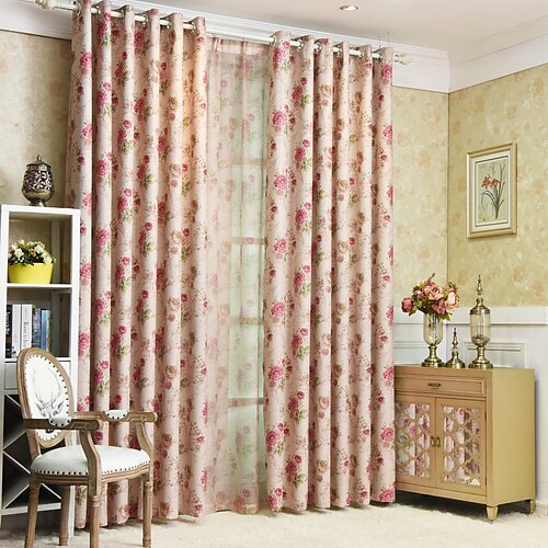 

Two Panel European-Style Floral Print Living Room Bedroom Dining Room Children's Room Study Blackout Insulation Curtain