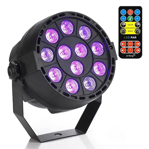 

LED Stage Light Purple 12 LEDs Black Par Stage Light with Remote Controller DMX Bar DJ Disco Wedding Party