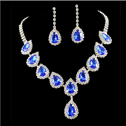 

1 set Jewelry Set Bridal Jewelry Sets For Women's Christmas Wedding Party Evening Rhinestone Silver Plated Glass Tassel Fringe Precious Pear / Gift