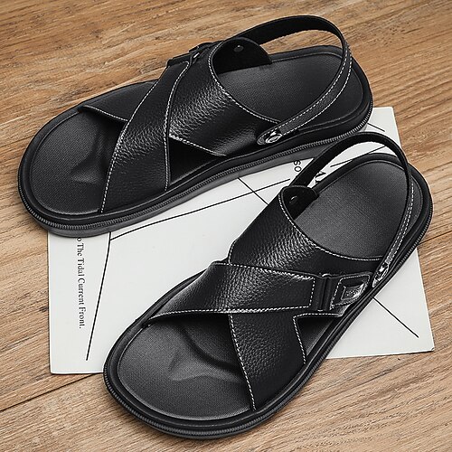 

Men's Sandals Slingback Sandals Casual Beach Daily Water Shoes Walking Shoes PU Breathable Non-slipping Wear Proof Black Brown Summer