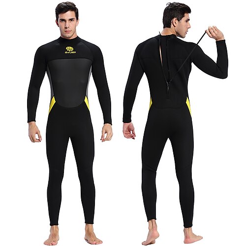 

MYLEDI Men's Full Wetsuit 3mm SCR Neoprene Diving Suit Thermal Warm UPF50 Quick Dry High Elasticity Long Sleeve Back Zip - Swimming Diving Surfing Scuba Patchwork Spring Summer Winter