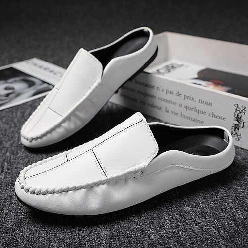 

Men's Clogs & Mules Bag Sets Flat Sandals Comfort Loafers Casual Daily Walking Shoes PU Breathable Non-slipping Wear Proof Black White Spring