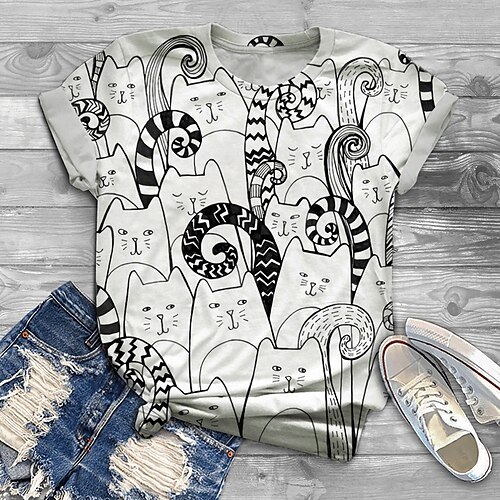 

Per donna Taglia grossa Top maglietta Gatto Pop art Stampa Manica corta Girocollo Essenziale Giornaliero Per eventi Jersey di cotone spandex Bianco / Plus Size / Plus Size