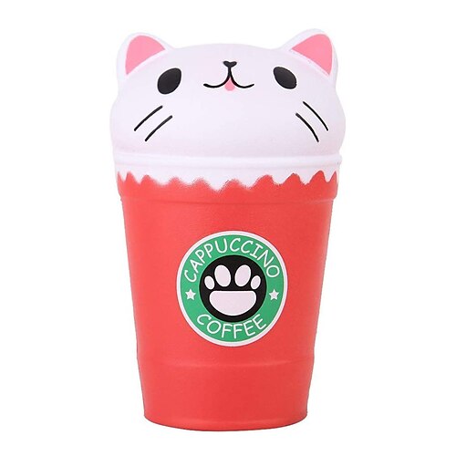 

5.3 Inches Squishies Cat Coffee Cup Jumbo Slow Rising Kawaii Scented Soft Animal Squishies Toys Color Random, 1 PCS