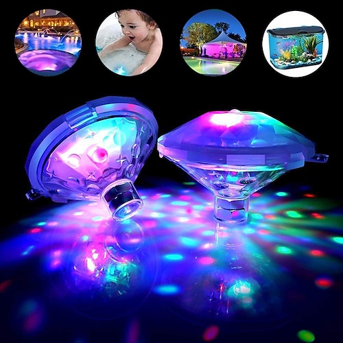 

Outdoor Underwater RGB Light 2-Pieces Set Submersible LED Disco Party Lamp Battery Operated Hot Tub Spa Lights Baby Bath Light Swimming Pool Glow Show Atmosphere Lights